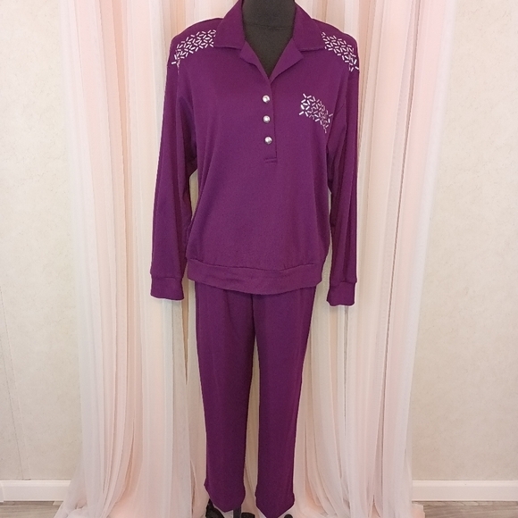 Vintage Pants - Vintage 80s Gepetto Women's Purple Track Suit size Medium